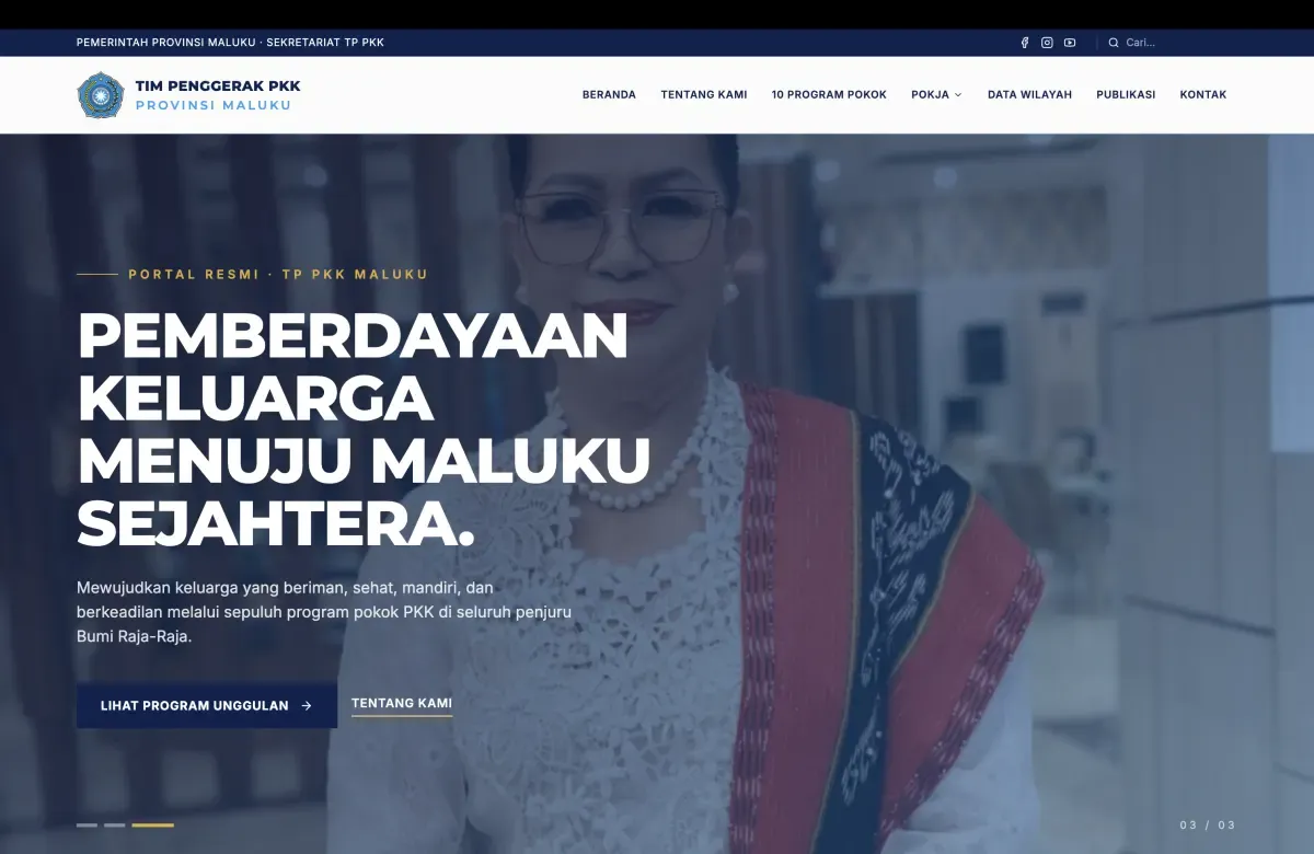 TP PKK Provinsi Maluku official portal interface